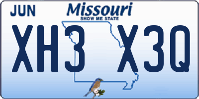 MO license plate XH3X3Q