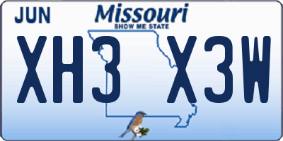 MO license plate XH3X3W