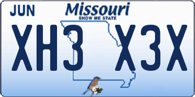 MO license plate XH3X3X