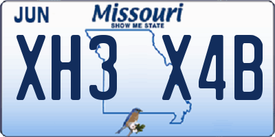 MO license plate XH3X4B