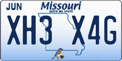 MO license plate XH3X4G