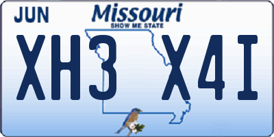 MO license plate XH3X4I