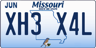 MO license plate XH3X4L