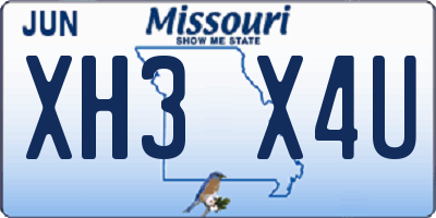 MO license plate XH3X4U