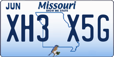MO license plate XH3X5G