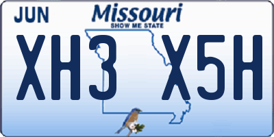 MO license plate XH3X5H