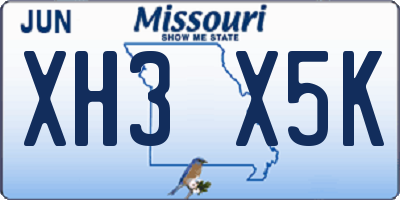 MO license plate XH3X5K