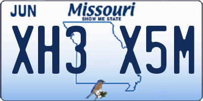 MO license plate XH3X5M