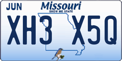 MO license plate XH3X5Q