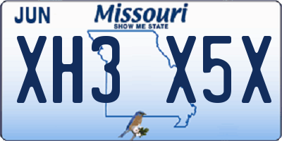 MO license plate XH3X5X