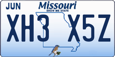MO license plate XH3X5Z