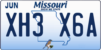 MO license plate XH3X6A