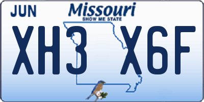 MO license plate XH3X6F