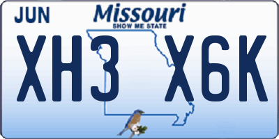 MO license plate XH3X6K