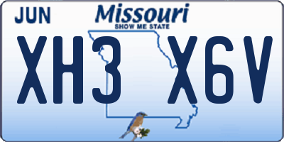 MO license plate XH3X6V
