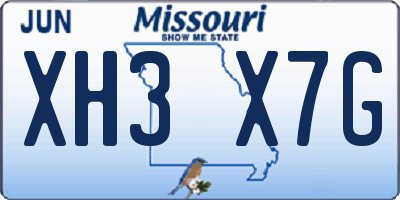 MO license plate XH3X7G