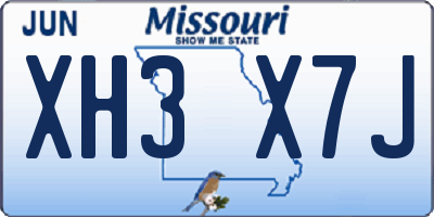 MO license plate XH3X7J