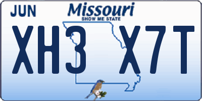 MO license plate XH3X7T