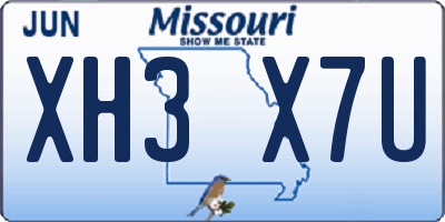 MO license plate XH3X7U