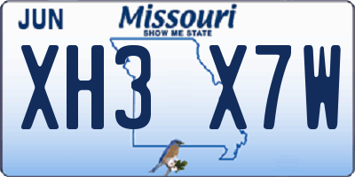 MO license plate XH3X7W