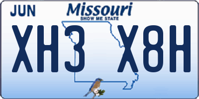 MO license plate XH3X8H