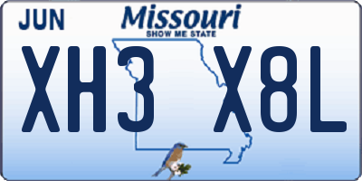 MO license plate XH3X8L