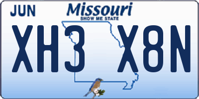 MO license plate XH3X8N