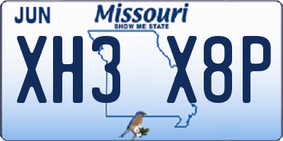 MO license plate XH3X8P
