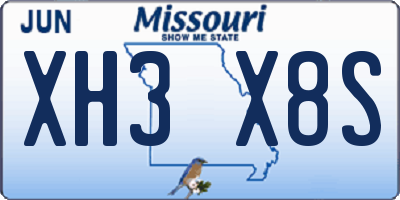 MO license plate XH3X8S
