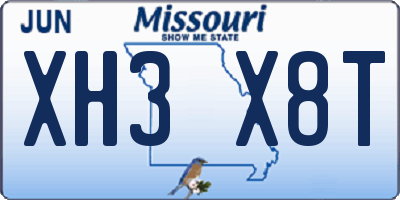 MO license plate XH3X8T