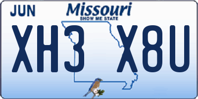 MO license plate XH3X8U