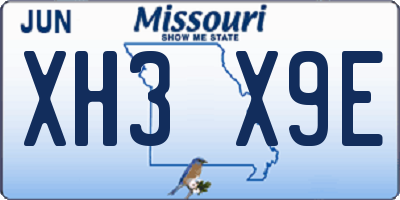 MO license plate XH3X9E