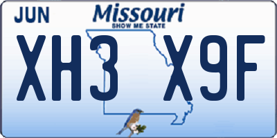 MO license plate XH3X9F