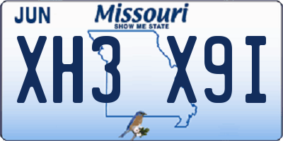 MO license plate XH3X9I