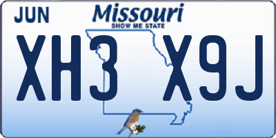 MO license plate XH3X9J
