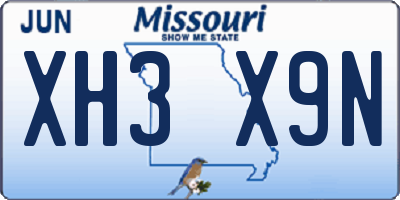 MO license plate XH3X9N