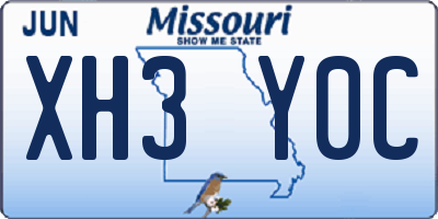 MO license plate XH3Y0C
