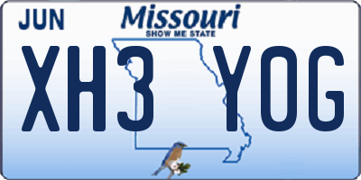 MO license plate XH3Y0G