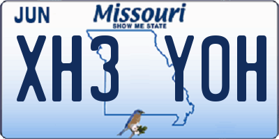 MO license plate XH3Y0H