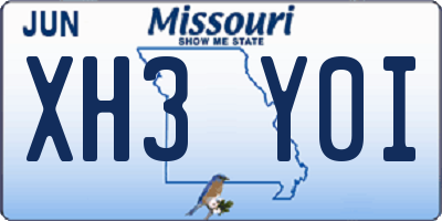 MO license plate XH3Y0I