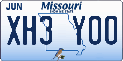 MO license plate XH3Y0O