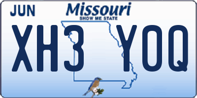 MO license plate XH3Y0Q
