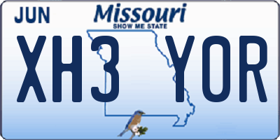 MO license plate XH3Y0R