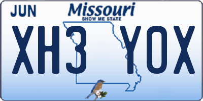 MO license plate XH3Y0X