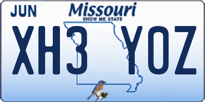 MO license plate XH3Y0Z