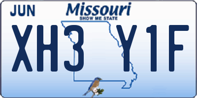 MO license plate XH3Y1F