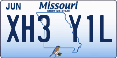 MO license plate XH3Y1L