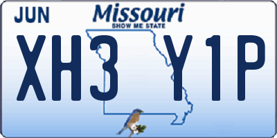 MO license plate XH3Y1P