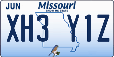 MO license plate XH3Y1Z