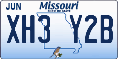 MO license plate XH3Y2B